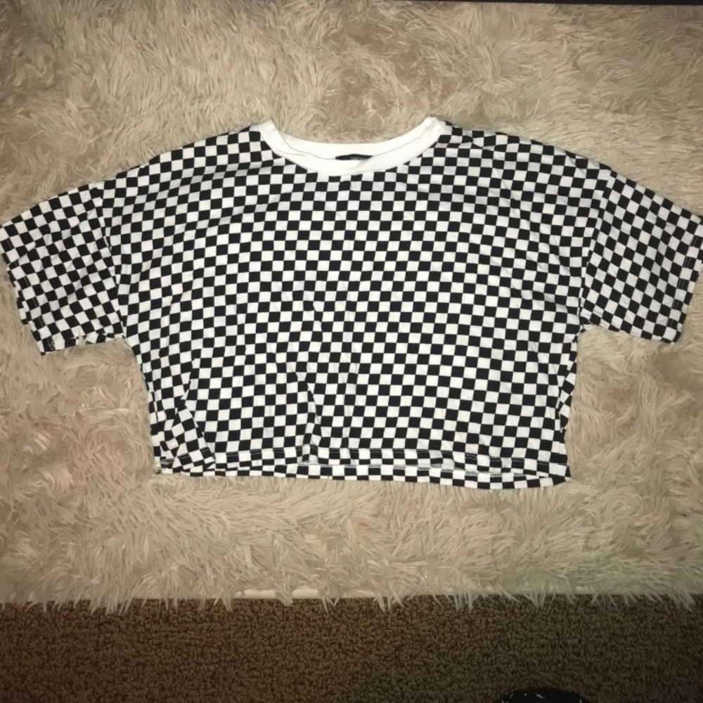 Checkered T-shirt Crop Top
